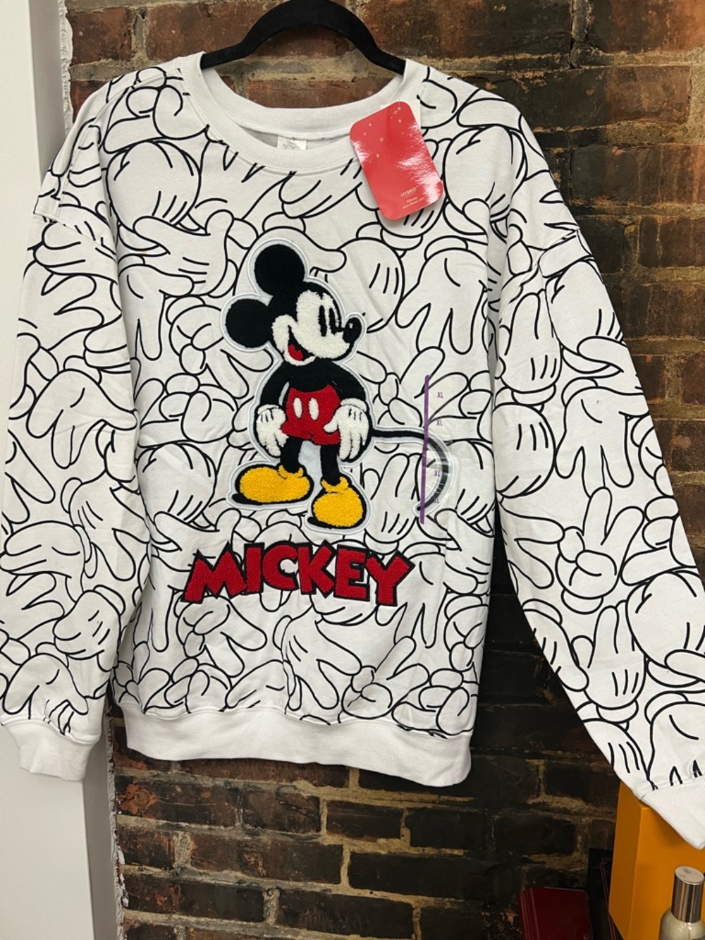 Disney White Sweatshirt with Black Outline Mickey Graphic